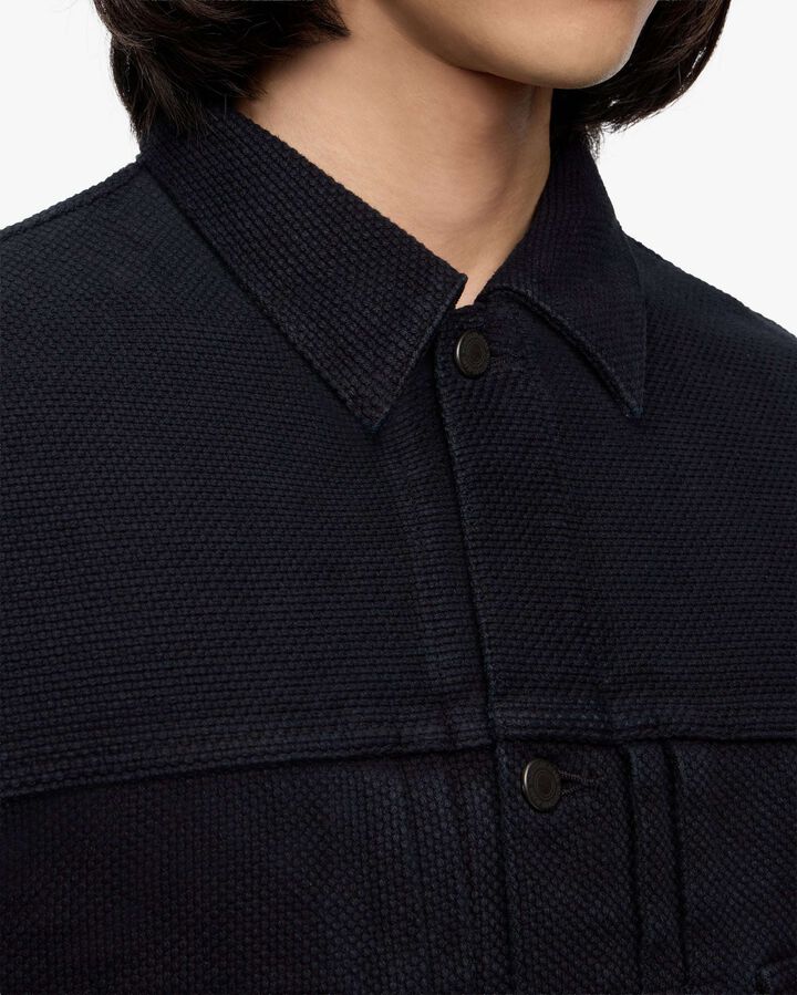 MMGJ6005 #002 SASHIKO JACKET-OVERDYE (INDIGO, BLACK),BLACK, medium image number 7