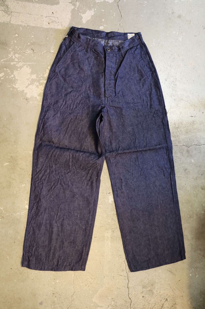 01-V5130-L81  WWII 40'S U.S NAVY LINEN DENIM UTILITY TROUSERS,, medium