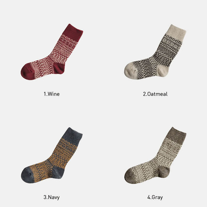NK0119 Women's Wool Jacquard Socks (Oatmeal,Grey,Wine),OATMEAL, medium image number 19
