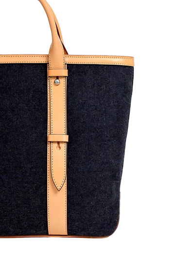 K-7 Tote Bag, Adjustable Shoulder Type-DENIM x Vegetable Tanned Leather,, small image number 4