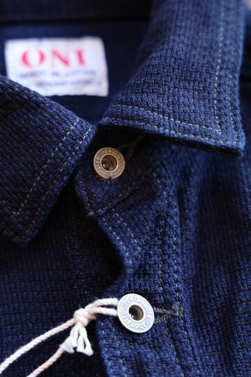ONI-02100-ID Sashiko-like Indigo x Indigo Dobby Shirt Jacket-38,, small image number 9