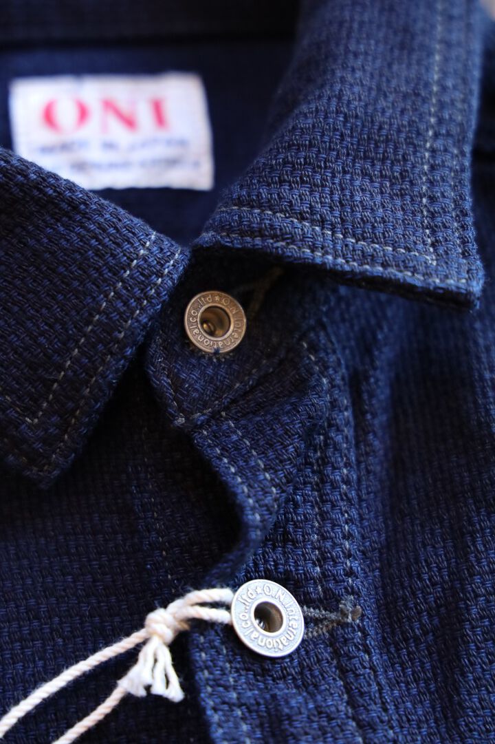 ONI-02100-ID Sashiko-like Indigo x Indigo Dobby Shirt Jacket-38,, medium image number 9