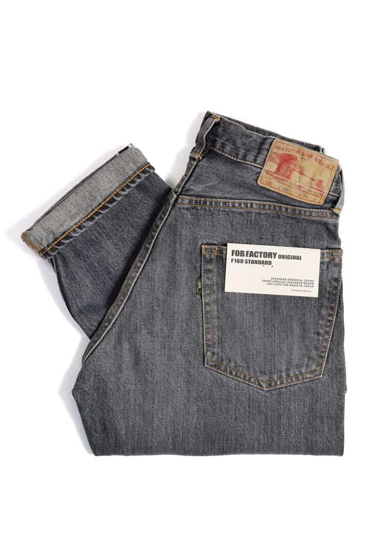 F160 13oz SELVEDGE  66 DENIM TAPERED (BLACK),, medium