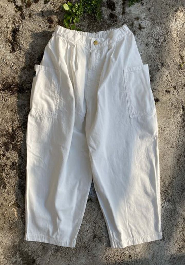 La-TGPT-0503 10oz Tucked Gathered Pants White