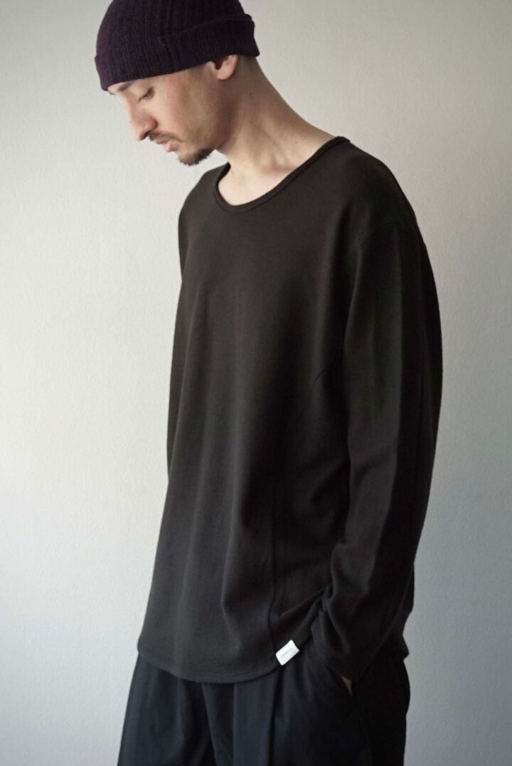 【CAPERTICA】CAP708CS27 Super140s Washable Wool MW_Jersey / Solid L/S Tee,BLACK, medium image number 8