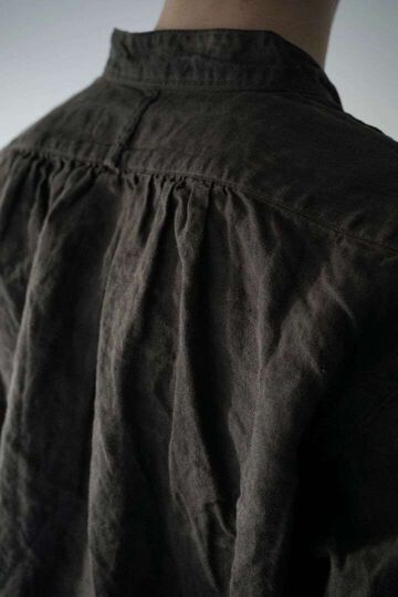 241SH08 Natural Dyed Linen / Granpa Shirts,SUMI, small image number 8