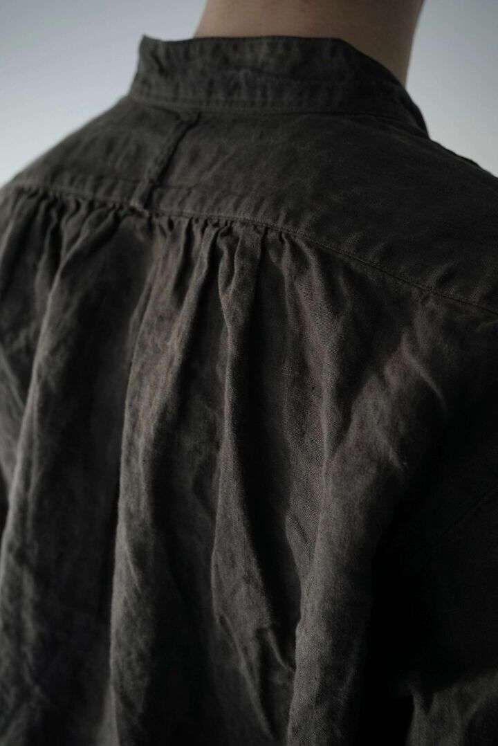 241SH08 Natural Dyed Linen / Granpa Shirts,SUMI, medium image number 8