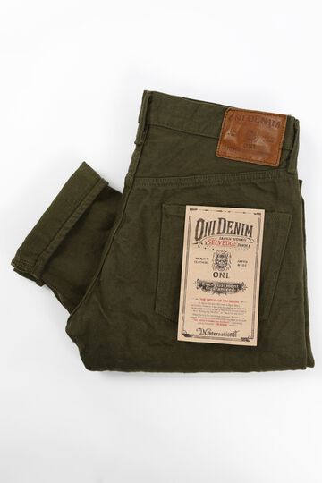 ONI-612-OLOL 12oz Olive warp and weft,  Selvedge Denim Relax Tapered-One Washed-29,, small image number 1