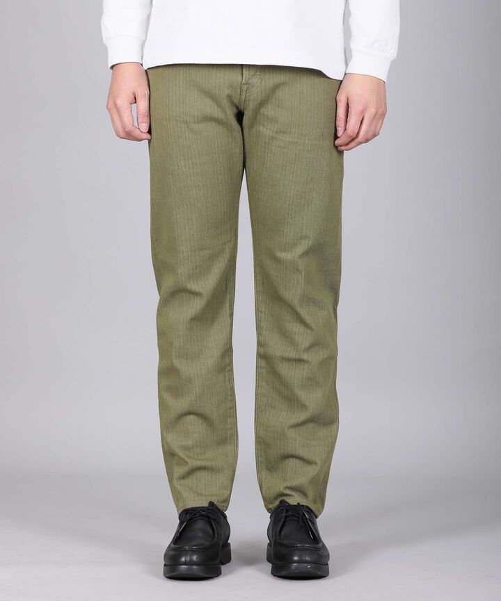 MXJE1207 10.5oz selvedge green denim jeans tapered fit,OLIVE DRAB, medium image number 0