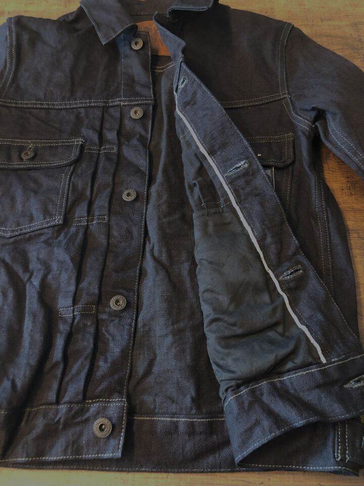 ONI02516-14BLK 14oz Oni Denim (Weft: Black) 2nd Type Jacket with handwarmers,, medium image number 8