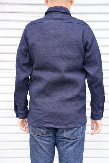 ONI-02100-ID Sashiko-like Indigo x Indigo Dobby Shirt Jacket-38,, small image number 3