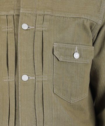 MXGJ1003 10.5oz selvedge green denim jacket,OLIVE, small image number 0