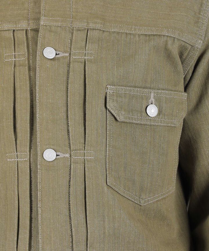 MXGJ1003 10.5oz selvedge green denim jacket,OLIVE, medium image number 0