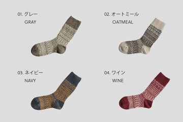 NK0101 WOOL JACQUARD SOCKS OATMEAL,OATMEAL, small image number 0