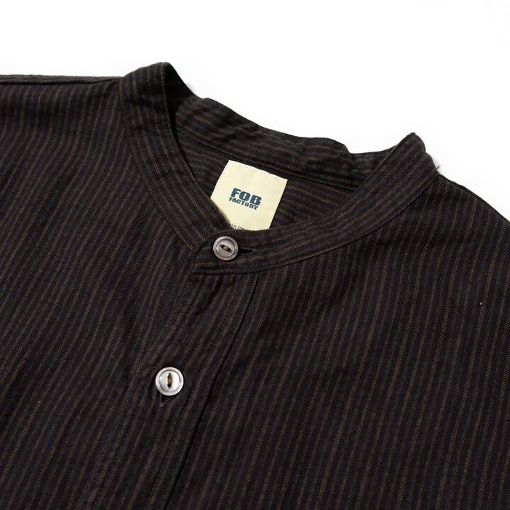 F3511 VINTAGE STRIPE BAND COLLAR SHIRT,BLACK, medium image number 2