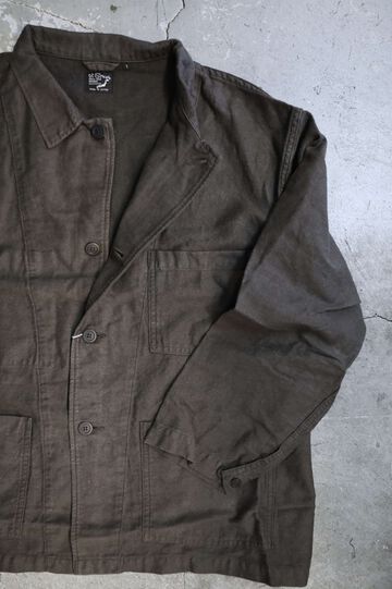 01-6061 COTTON LINEN MOLESKIN RELAX FIT SIMPLE WORK JACKET (60 Charcoal Gray),, small image number 2