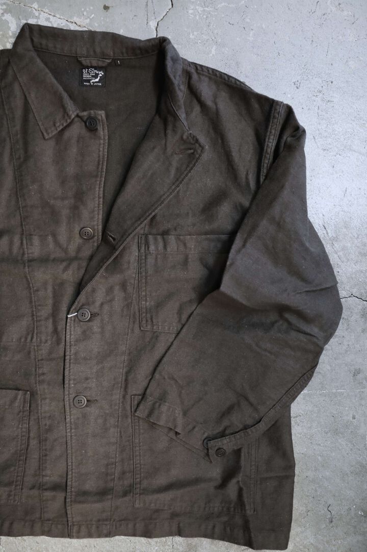 01-6061 COTTON LINEN MOLESKIN RELAX FIT SIMPLE WORK JACKET (60 Charcoal Gray),, medium image number 2