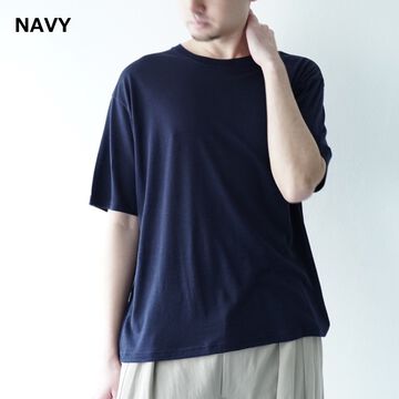 CAP704CS16 Super 120s Washable Wool Jersey Oversized Tee-EBONY-3,EBONY, small image number 3