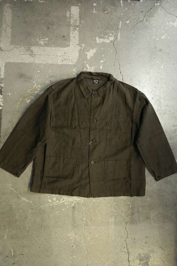 01-6061 COTTON LINEN MOLESKIN RELAX FIT SIMPLE WORK JACKET (52 Coffee Brown),, small image number 0