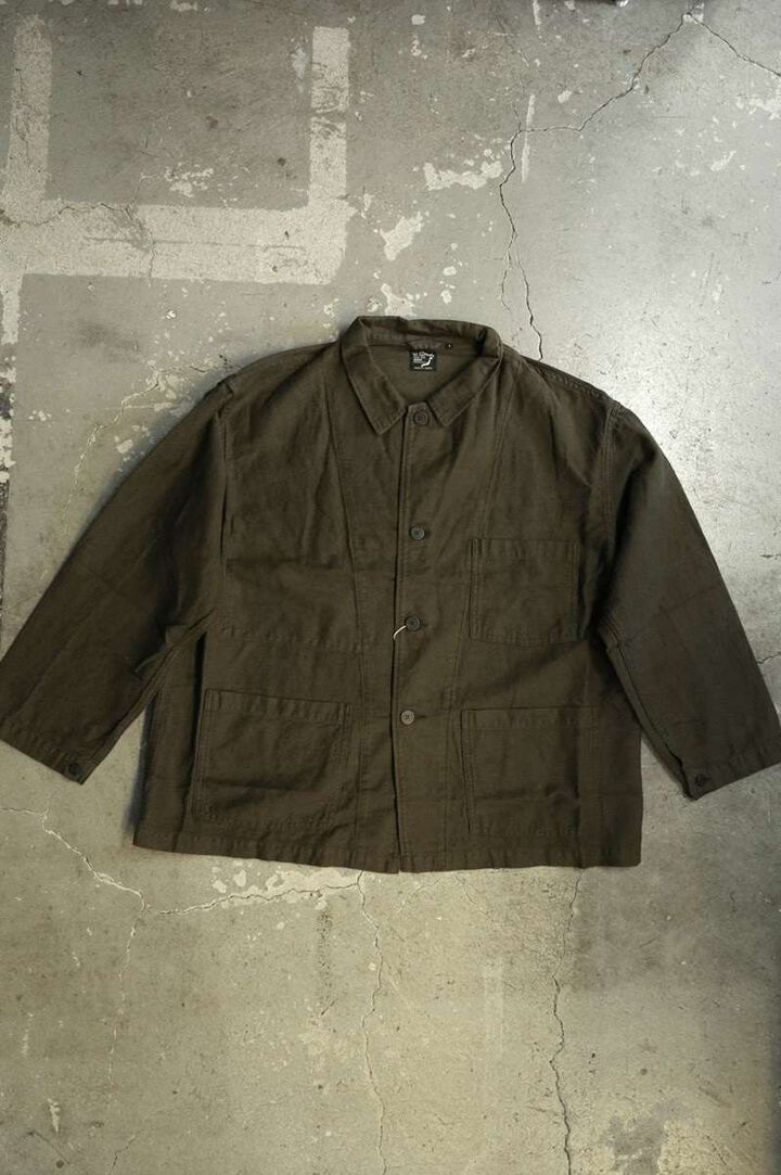 01-6061 COTTON LINEN MOLESKIN RELAX FIT SIMPLE WORK JACKET (52 Coffee Brown),, medium