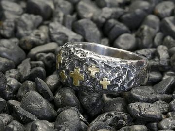 HYAS-273 Brass Cross Rough Cross Ring,, small image number 1