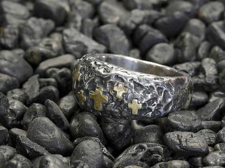 HYAS-273 Brass Cross Rough Cross Ring,, medium image number 1