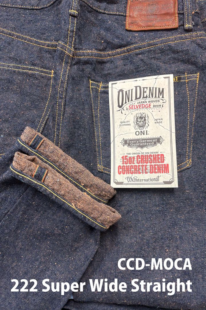 ONI222CCD-MOCA 15oz Crushed Concrete Denim Weft: Moca Super Wide Straight,, medium
