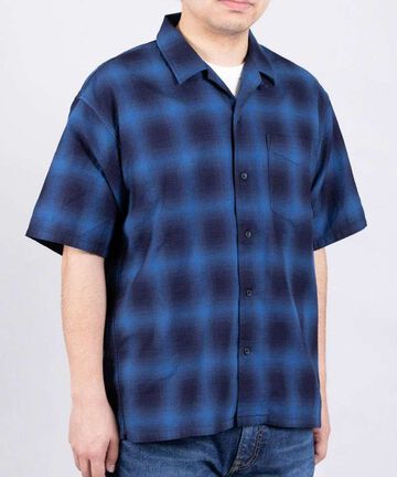 JBSS1004 CHECK SHORT SLEEVE T-SHIRT,INDIGO, small image number 1