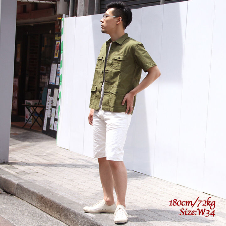 Burgus Plus s770-01 Lot.S770 5Pocket White Denim Shorts S770-01 (white),, medium image number 2