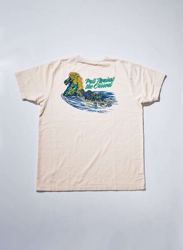 SJST26-106 Aged Cotton Inlay Loopwheel Tee "Pull Against The Current",PURPLE, small image number 5