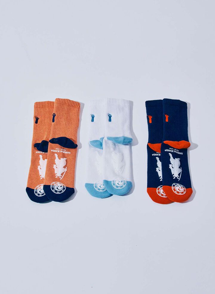 SJKS25-NEL CREW SOCKS,NAVY × RED, medium image number 5