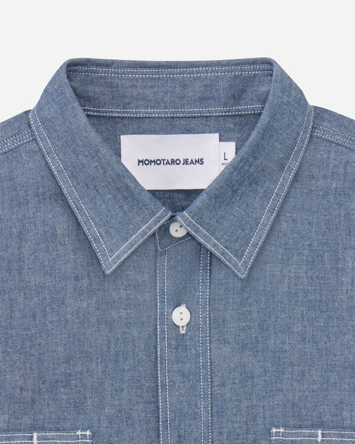MMLS3000 TRIPLE STITCH L/S CHAMBRAY SHIRT(TWO STRIPES),INDIGO, medium image number 6