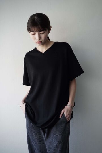 CAP708CS34 Super Soft Cotton / V_Neck Tee (BLACK),BLACK, small image number 2