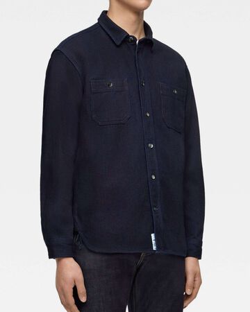 MXLS1036 TRIPLE STITCH LONG SLEEVE DOBBY SHIRT,INDIGO, small image number 1
