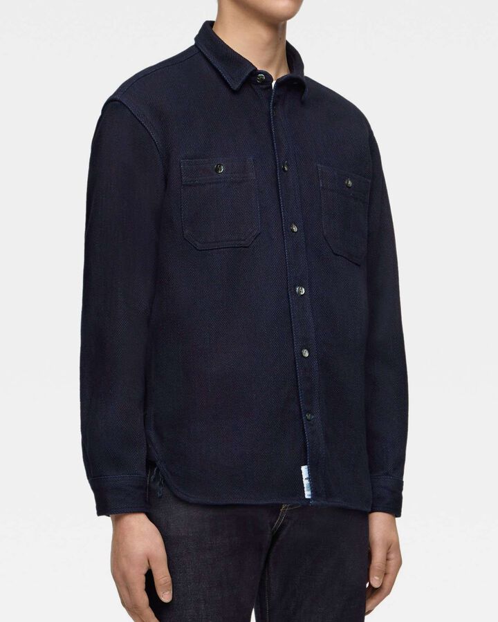 MXLS1036 TRIPLE STITCH LONG SLEEVE DOBBY SHIRT,INDIGO, medium image number 1