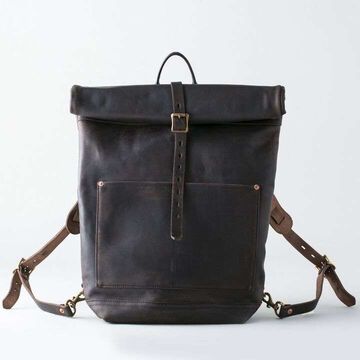 VS-205L LEATHER ROLL TOP Back pack (BLACK),, small image number 0