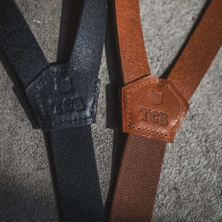 TCB Leather Suspenders,, medium