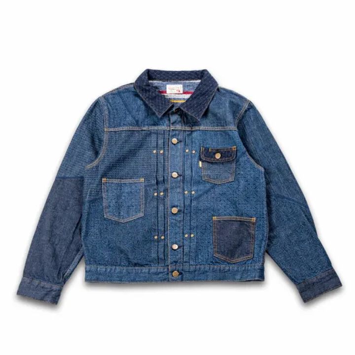 GZ-ENGJ-0609 Embossed Denim Patchwork Jacket,, medium