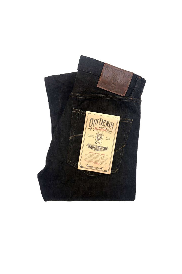 ONI246-BKOL 12.5oz Black x Olive Selvedge Denim Neat Straight,, medium