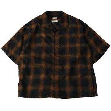 BR-25219 OMBRE CHECK S/S SHIRTS,BROWN, small image number 0