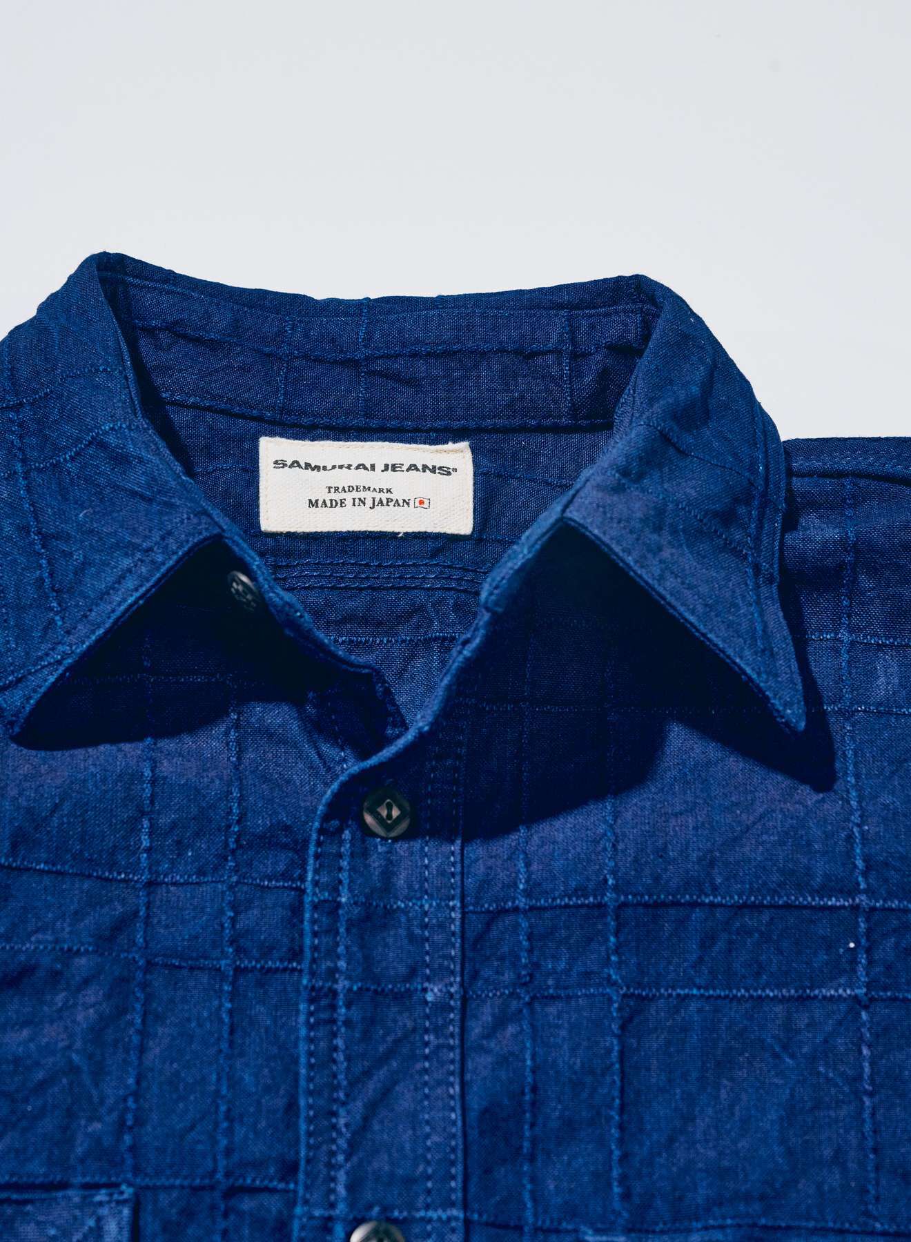 DENIMIO | SSS26-ARS Indigo Sashiko Lattice Dobby Work Shirt