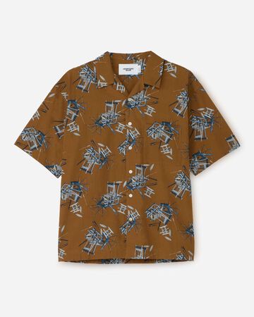 MMSS6004 COTTON/RAYON S/S SHIRT,BROWN, small image number 0