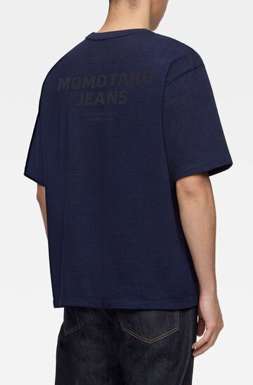 MMTS6009 YARN DYED SHORT SLEEVE T-SHIRT ALPHABET (BACK),INDIGO, small image number 2