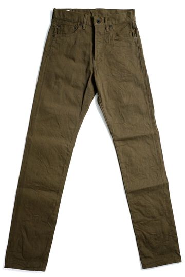 ONI246-OLOL 12oz weft and warp sulfur dyed olive Denim Neat Straight,, small image number 7