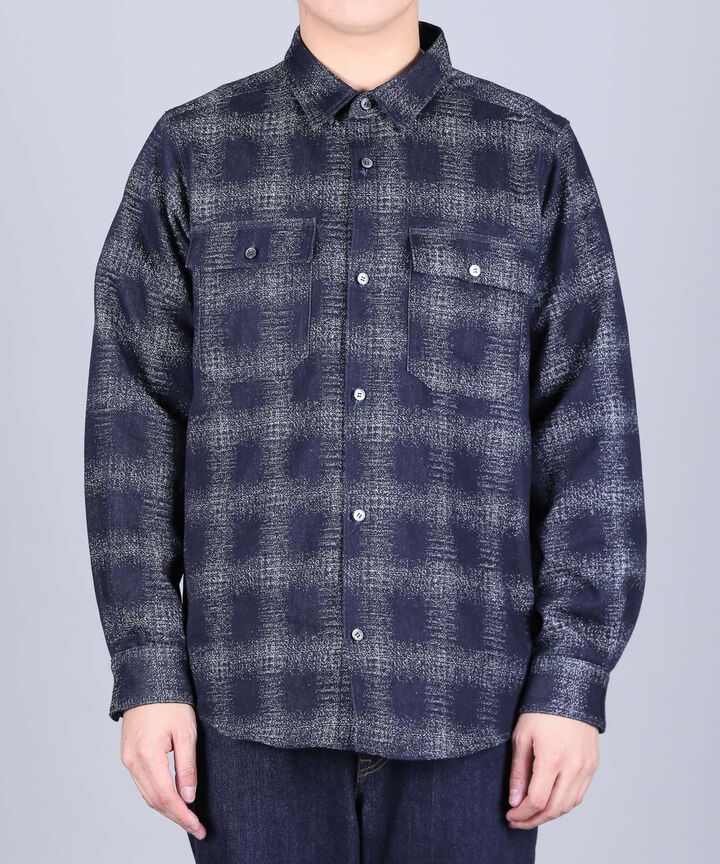 MXLS1024 ORIGINAL CHECK JACQUARD SHIRT,INDIGO, medium image number 1