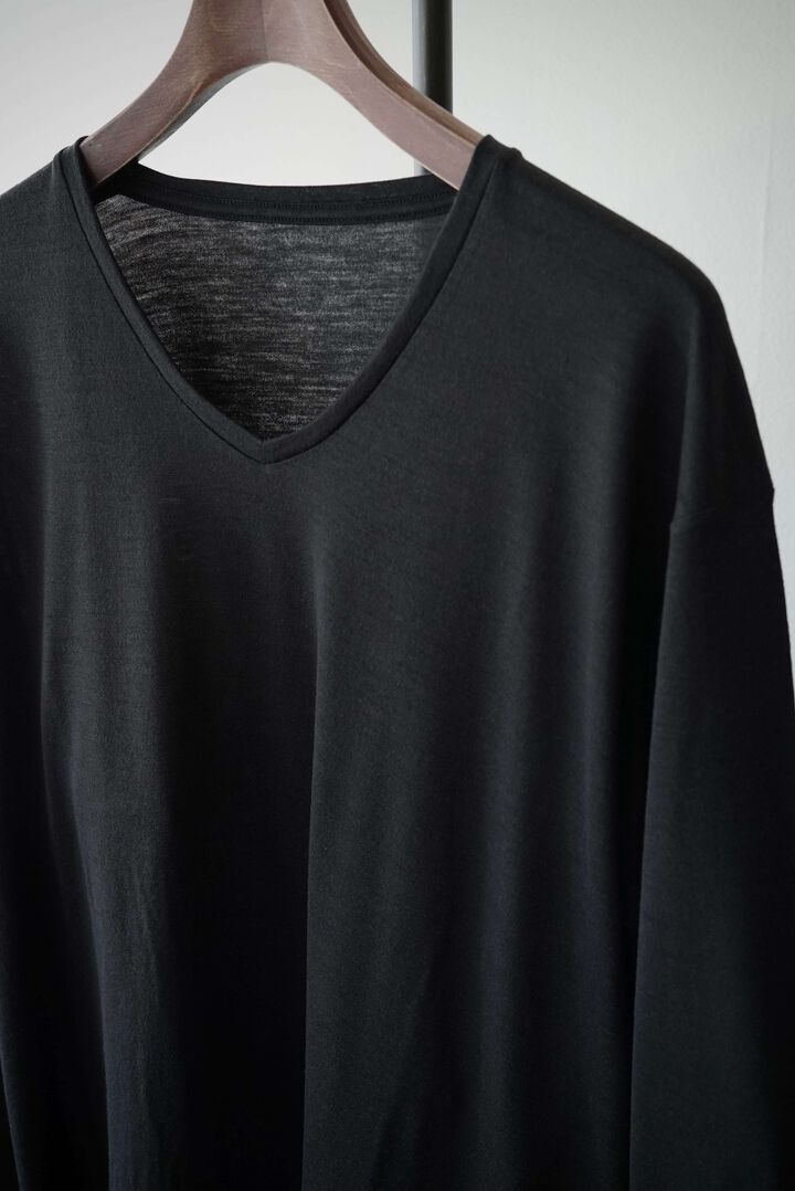 【CAPERTICA】CAP708CS22 Super120s Washable Wool Jersey /Vneck L/S Tee,SHIGOKU-IRO, medium image number 11