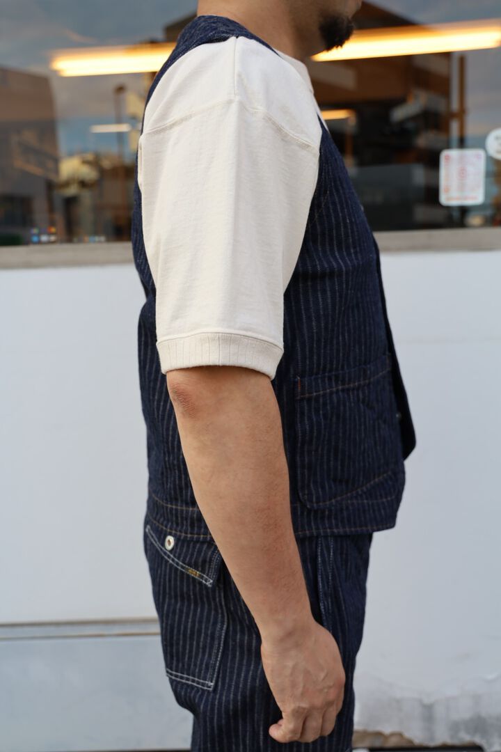 ONI05100-HJS Drop-Needle Stiching Jacguard Stripe Denim Vest-One Wash-44,, medium image number 10
