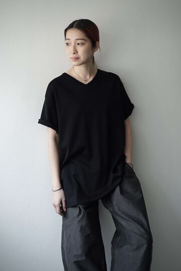CAP708CS34 Super Soft Cotton / V_Neck Tee (BLACK),BLACK, small image number 8