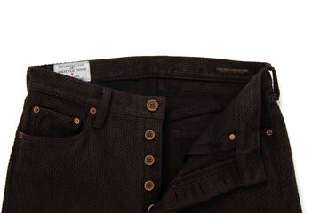 1914 17oz Amami Mud Dyed Sashiko Jeans,BROWN, small image number 4