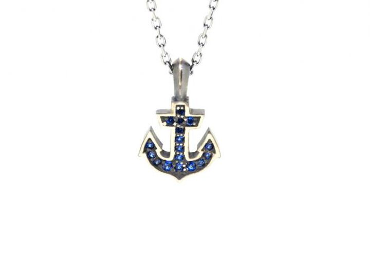HYJK-136BL-SV Silver Blink Anchor Necklace